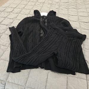 Torrid Black Cable Knit Women's Sleep Wear. Hooded sweater and pants.